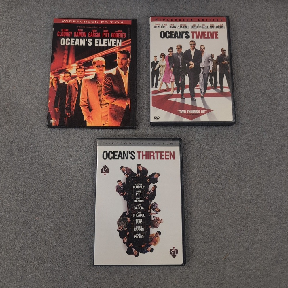 Oceans Eleven Twelve Thirteen DVD Trilogy Set Widescreen George Clooney Pitt - Picture 1 of 2
